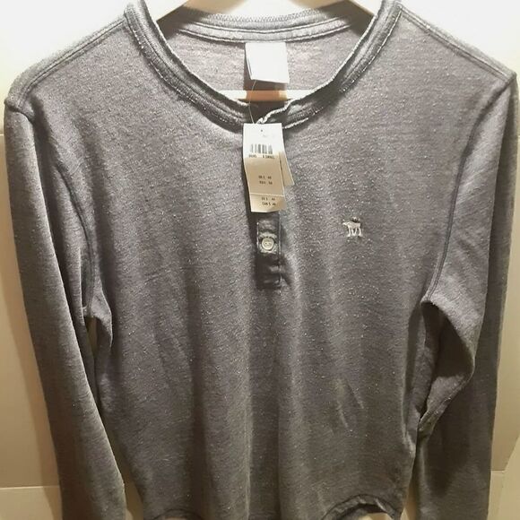 NWT Mens Abercrombie & Fitch Long Sleeve Lightweight Gray Shirt Top Size XS - Picture 1 of 8